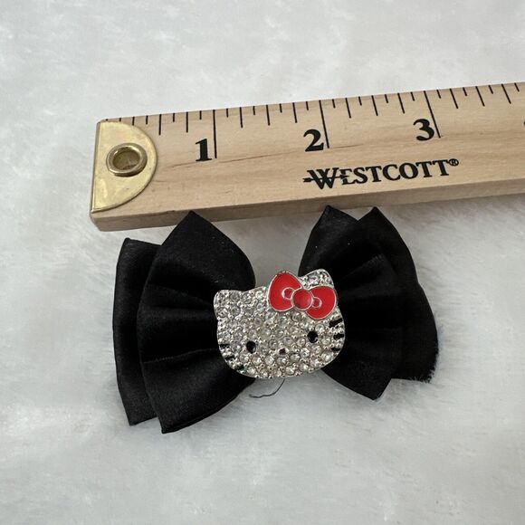 Hello Kitty Sanrio Studded Black Bow Clips Set of 2 - Picture 3 of 6